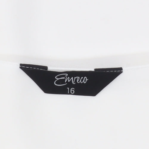 Emreco Women's White V-Neck Blouse Size 16