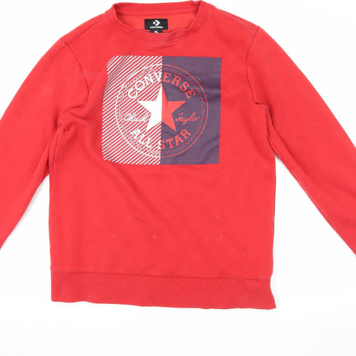 Converse Boys Red XL Pullover Sweatshirt with Logo