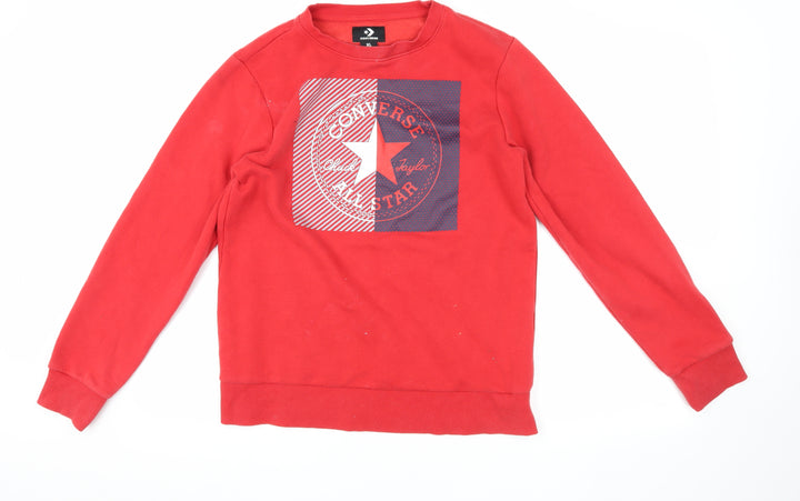 Converse Boys Red XL Pullover Sweatshirt with Logo