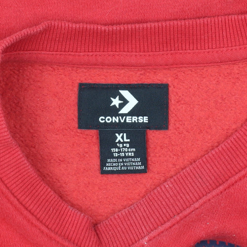 Converse Boys Red XL Pullover Sweatshirt with Logo