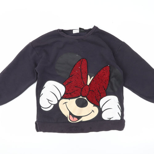 Disney Girls Black Sequin Minnie Mouse Sweatshirt 10 Years