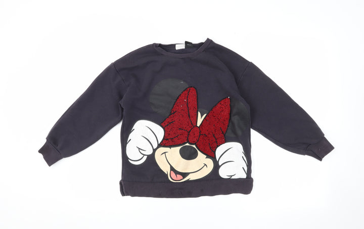 Disney Girls Black Sequin Minnie Mouse Sweatshirt 10 Years