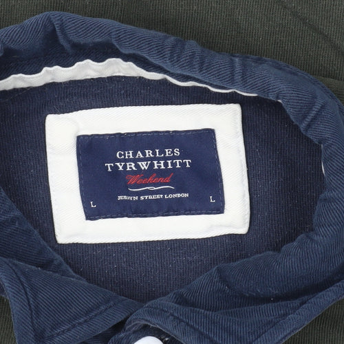 Charles Tyrwhitt Men's Grey Striped L Polo Shirt