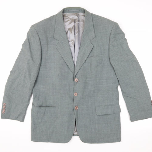 David Moss Men's Grey Blazer 40 Short Single-Breasted