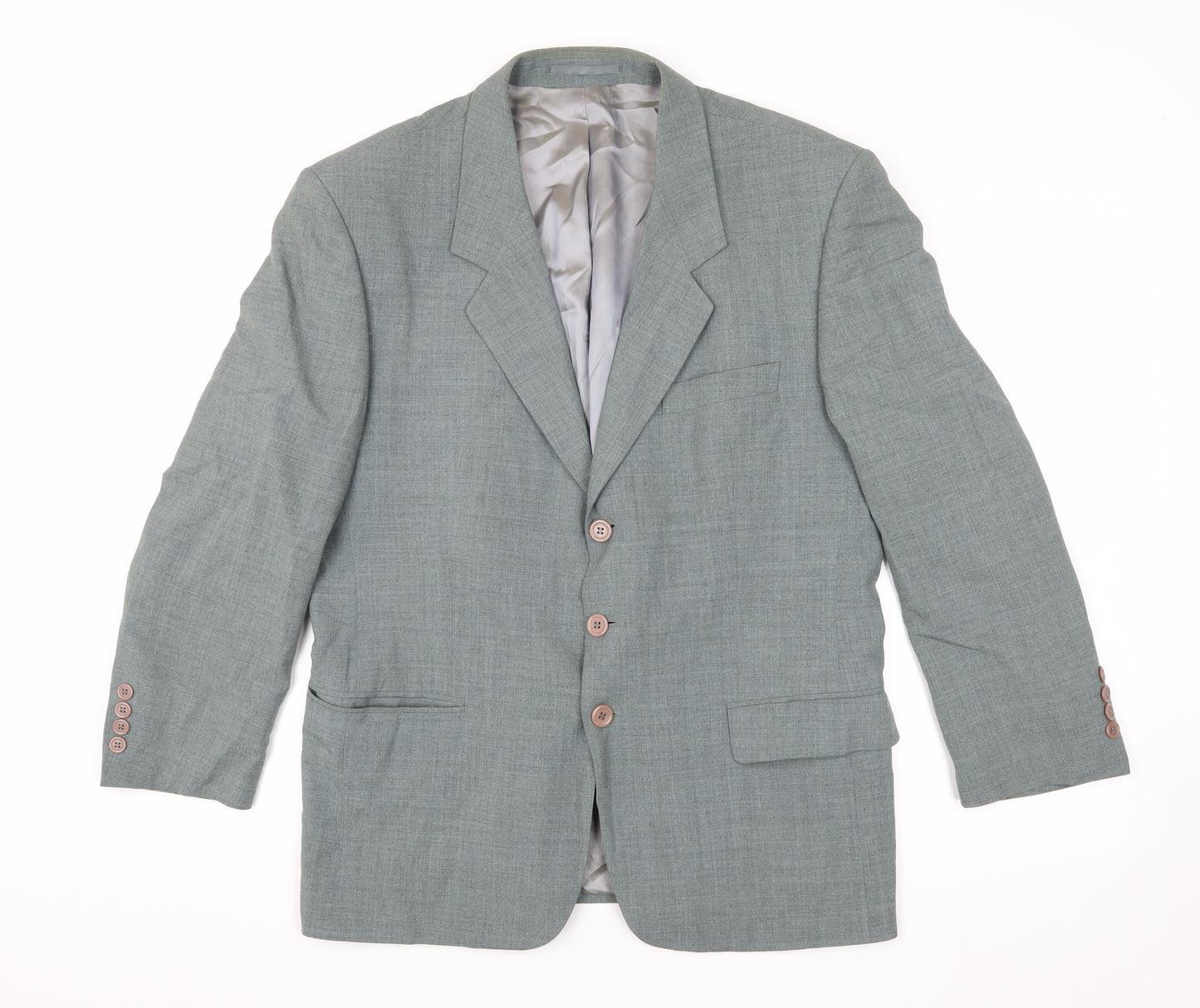 David Moss Men's Grey Blazer 40 Short Single-Breasted
