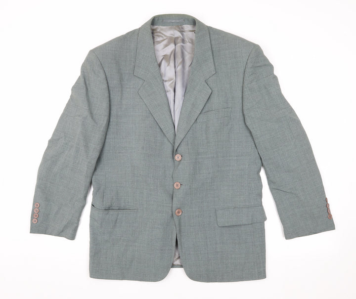 David Moss Men's Grey Blazer 40 Short Single-Breasted