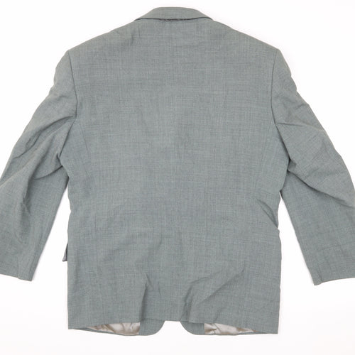 David Moss Men's Grey Blazer 40 Short Single-Breasted