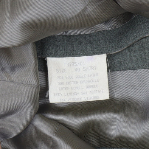 David Moss Men's Grey Blazer 40 Short Single-Breasted