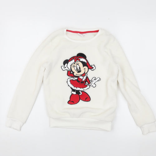 Disney Girls Minnie Mouse White Fleece Top 7-8Y Christmas