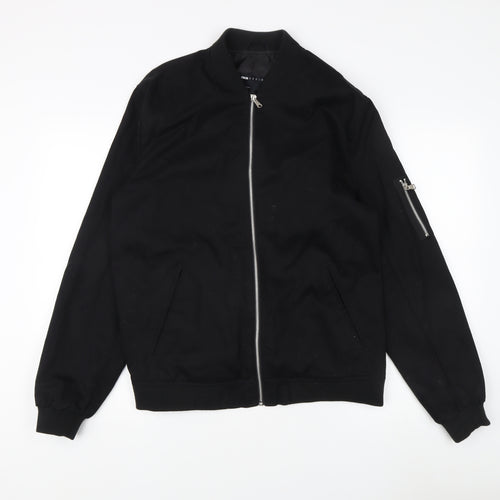 ASOS DESIGN Men's Black Bomber Jacket L - Cotton Casual