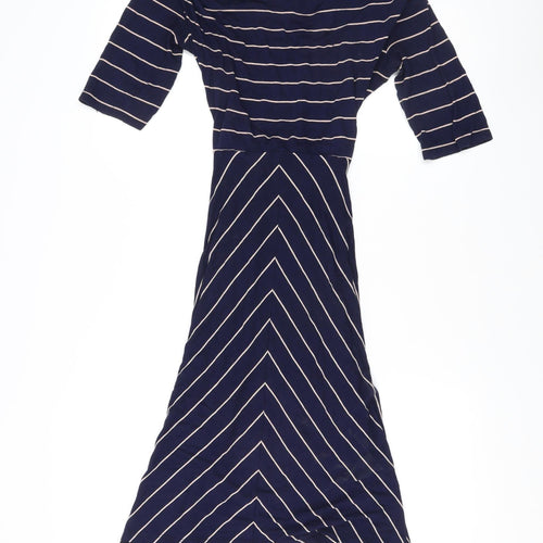 Monsoon Women's Blue Striped Jersey Dress Size 10