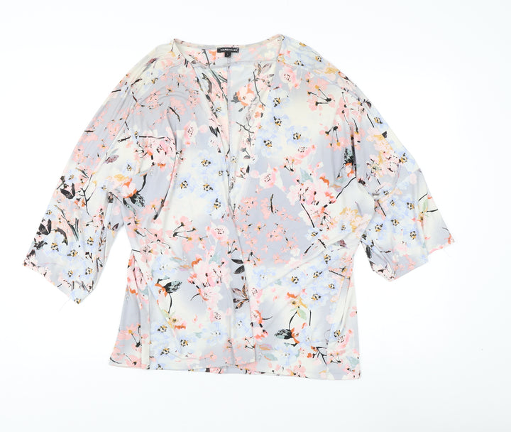 Warehouse Women Multicoloured Floral Lightweight Open Front Cardigan L