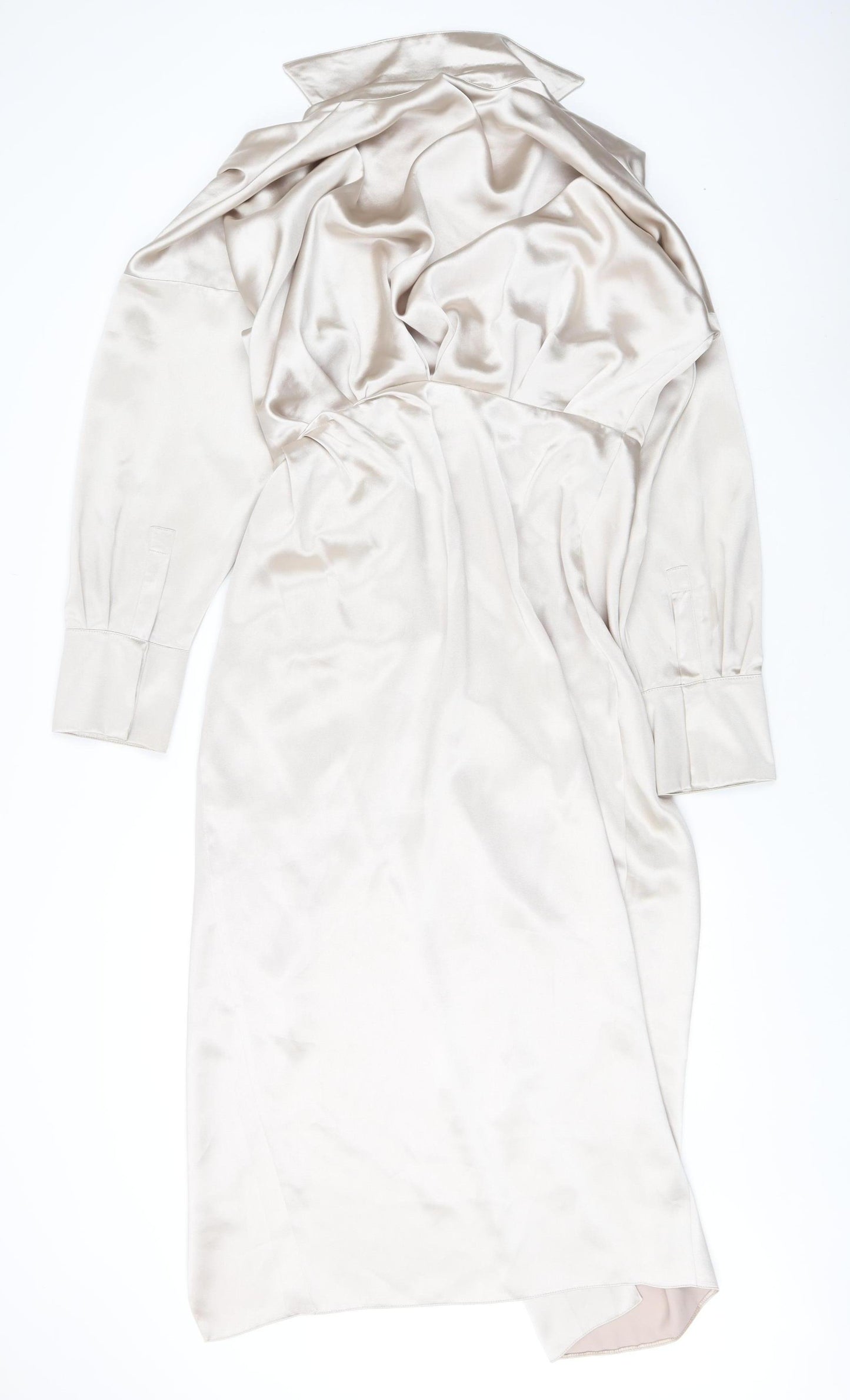 ASOS Edition Women's Beige Satin Wrap Dress, Size 14