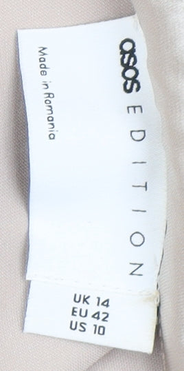 ASOS Edition Women's Beige Satin Wrap Dress, Size 14