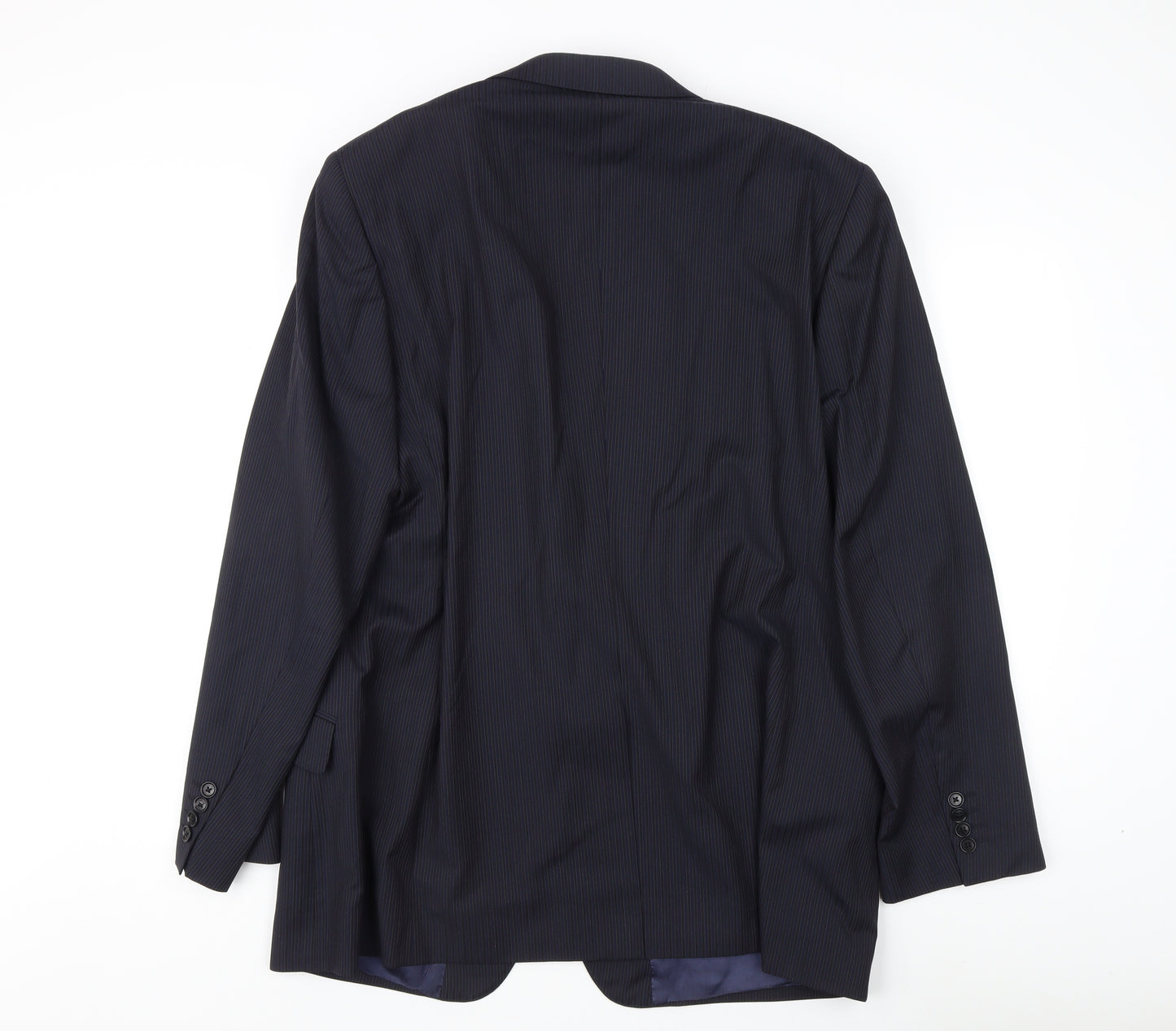 Men's Blue Wool Single-Breasted Blazer, Size 48R