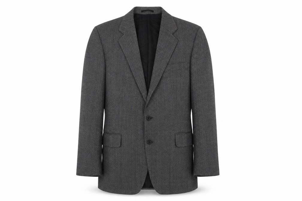 Front view of Eric Spencer Grey Check Men's Blazer, size 40, Regular Fit