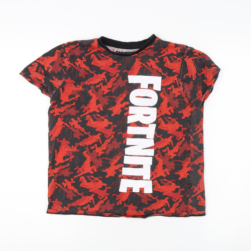 Fortnite Boys Red Camouflage T-Shirt Medium