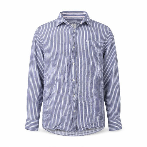 Crew Clothing Co. Men's Blue Medium Striped Dress Shirt