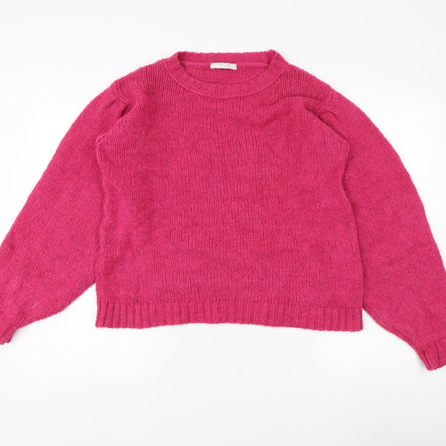 VILA Women's Pink Pullover Wool Jumper L