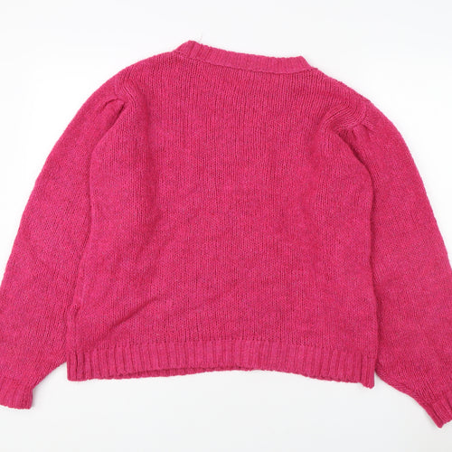 VILA Women's Pink Pullover Wool Jumper L