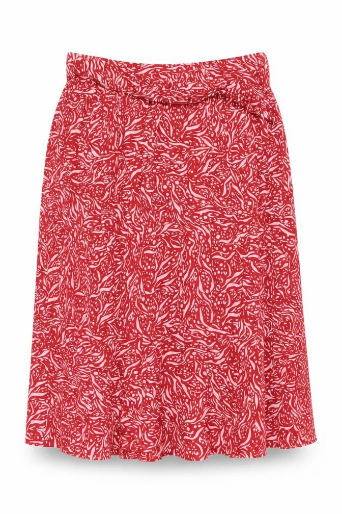 Front view of Great Plains Women's Red A-Line Midi Skirt XS
