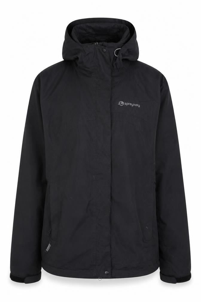 Front view of Sprayway Women's Black Hooded Jacket, size L