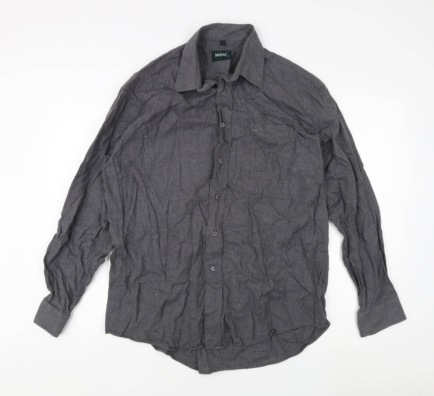 Wolsey Men's Grey Cotton Dress Shirt, Size 17