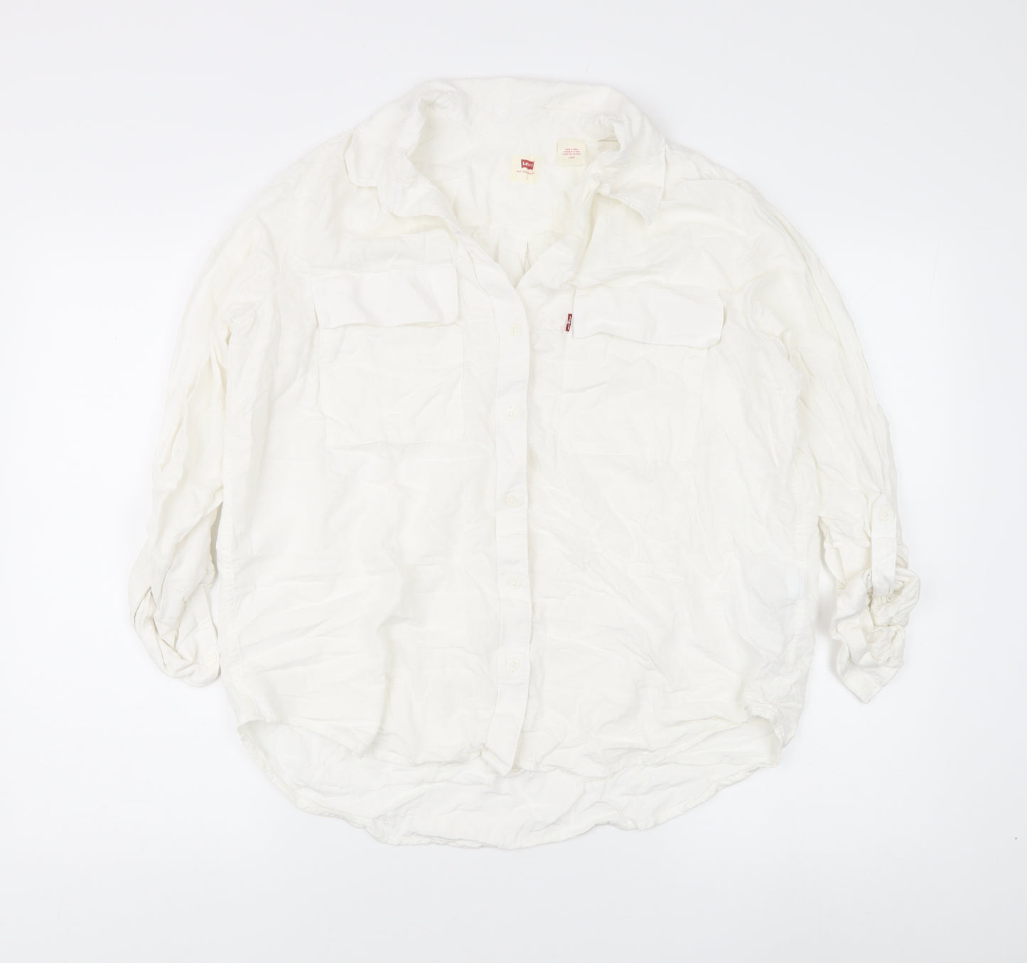 Levi's Women's White Button-Up Long Sleeve Shirt L