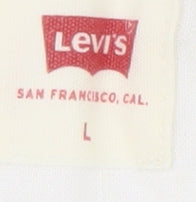 Levi's Women's White Button-Up Long Sleeve Shirt L