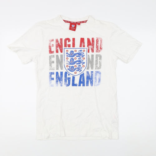 England Men's White Sports T-Shirt, Size S, Cotton