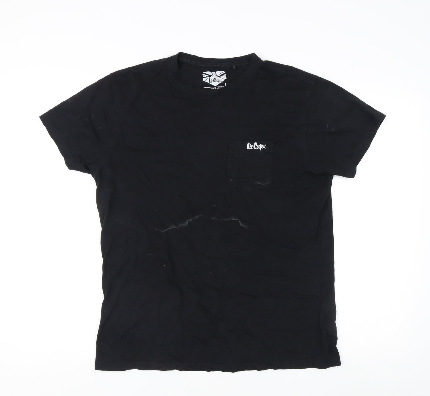Lee Cooper Men's Black Slim Fit Crew T-Shirt - Size L