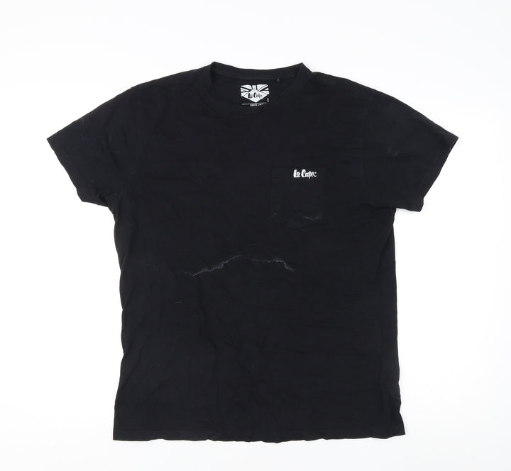 Lee Cooper Men's Black Slim Fit Crew T-Shirt - Size L