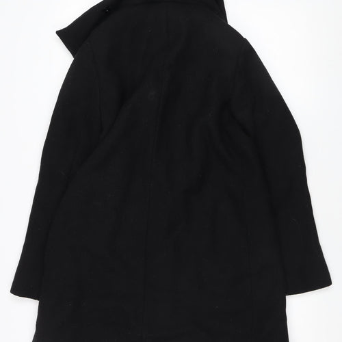 Zara Women's Black Wool Belted Overcoat, Size S