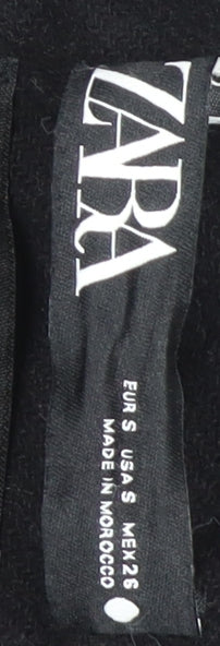 Zara Women's Black Wool Belted Overcoat, Size S