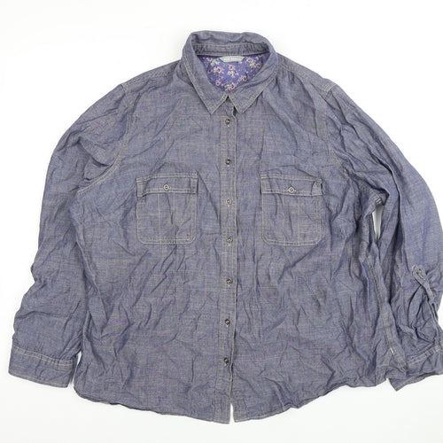 Marks and Spencer Women's Blue Chambray Button-Up Shirt Size 18