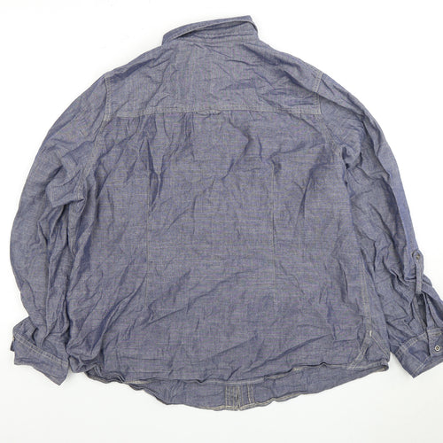 Marks and Spencer Women's Blue Chambray Button-Up Shirt Size 18