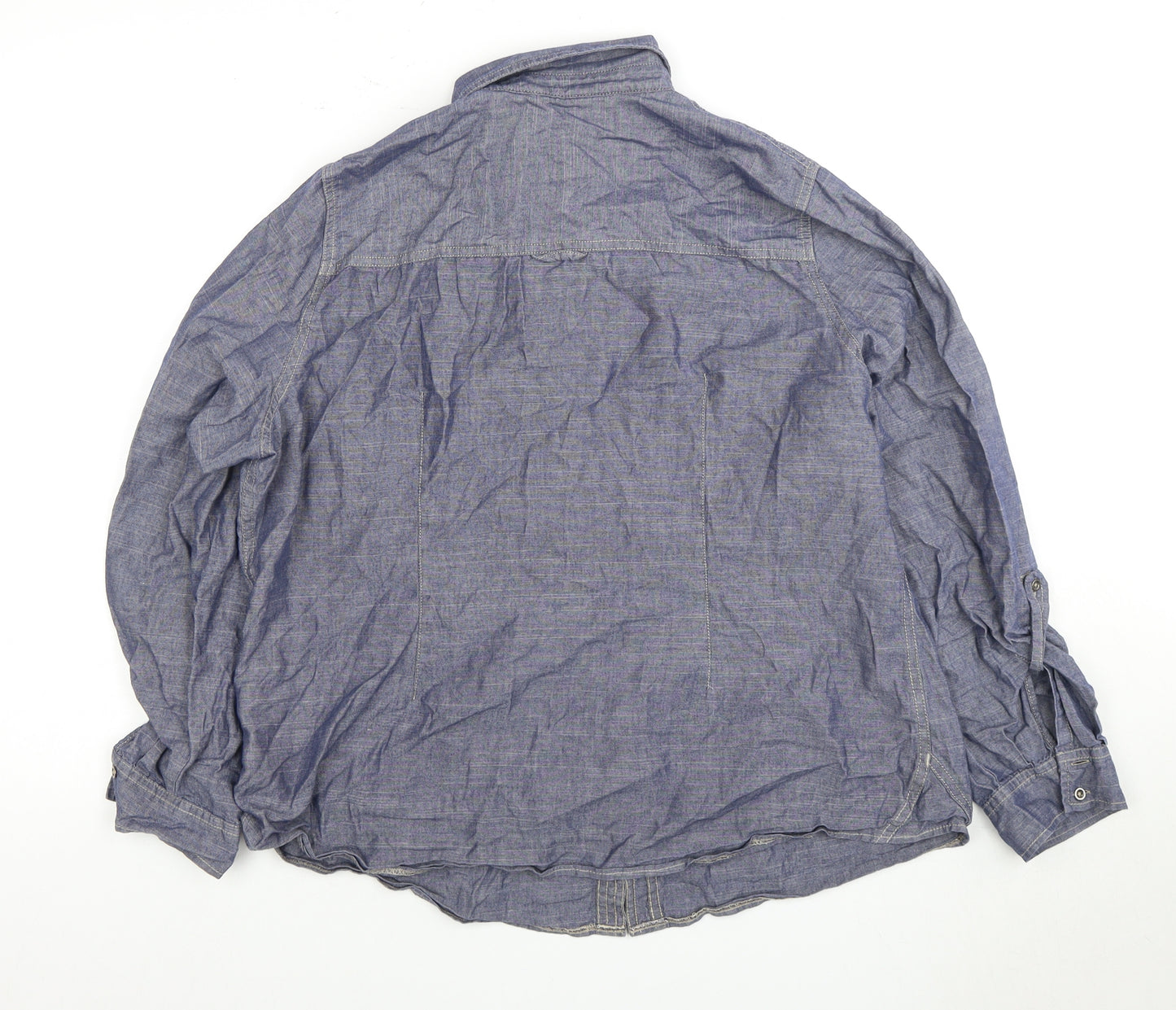 Marks and Spencer Women's Blue Chambray Button-Up Shirt Size 18