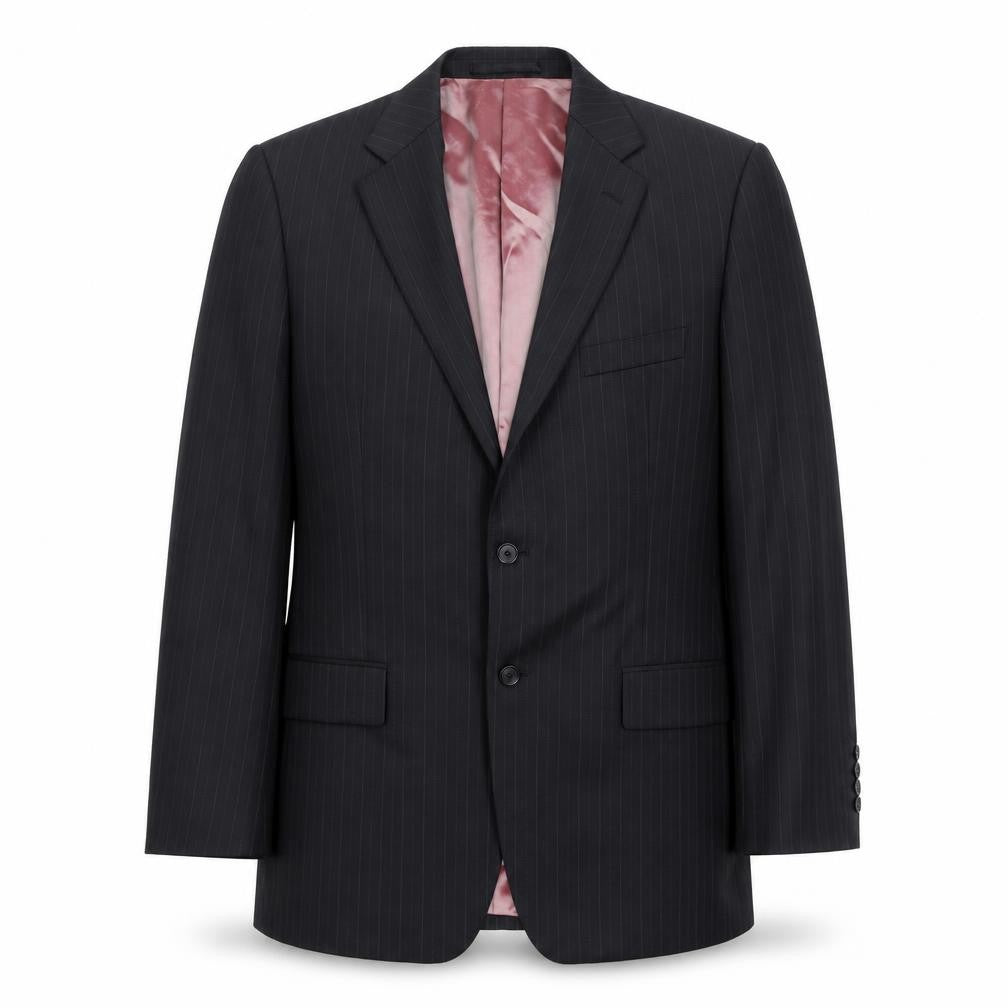 Front view of Marks & Spencer Men's Black Striped Suit Jacket 42R