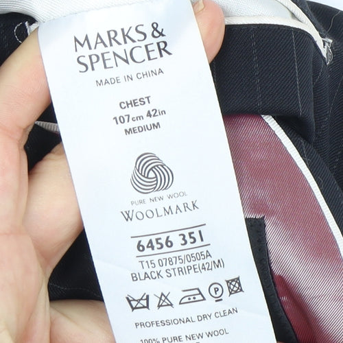 Marks and Spencer Men's Black Striped Suit Jacket 42R
