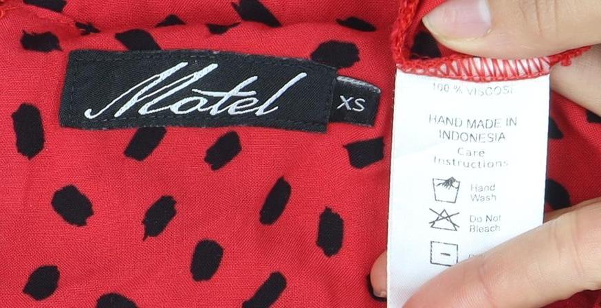 Motel Women's Red Polka Dot Dress XS