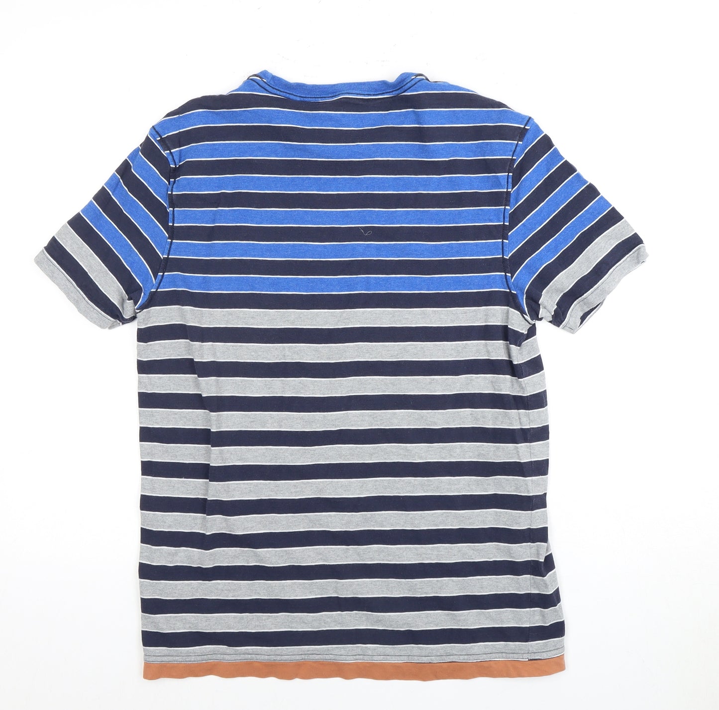 IQ RAG Men's Blue Striped T-Shirt, Size S, Crew Neck