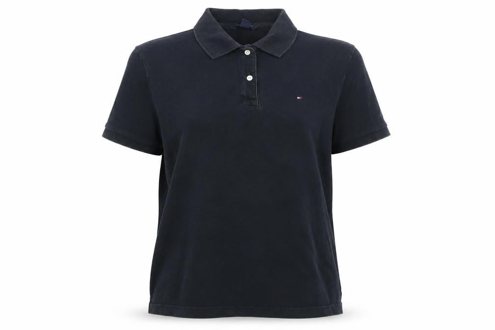 Front view of Tommy Hilfiger Women's Black Polo Shirt XL