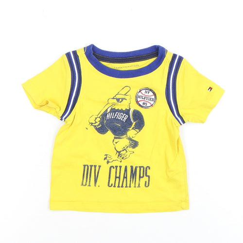 Tommy Hilfiger Baby T-Shirt, Yellow, 6-9 Months, Sports Style