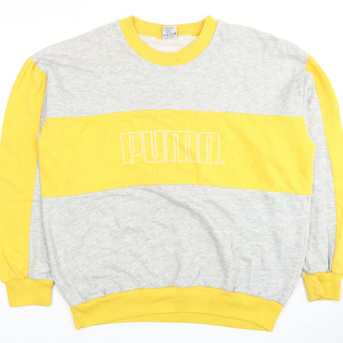 Puma Unisex Yellow Grey Pullover Sweatshirt, Size 8