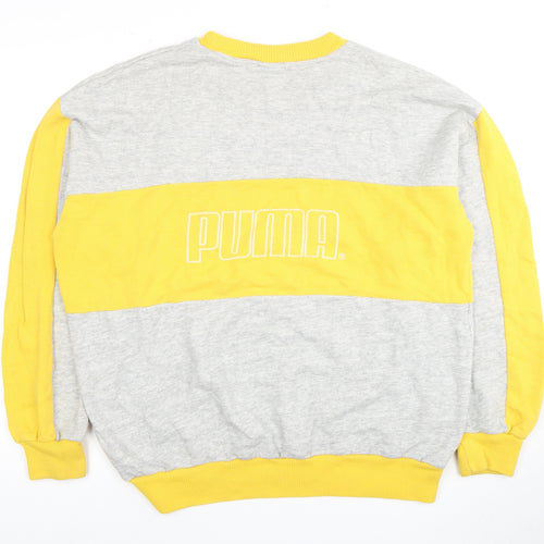 Puma Unisex Yellow Grey Pullover Sweatshirt, Size 8