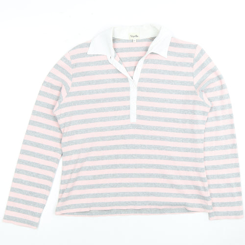 Viyella Women Multicoloured Striped Polo Shirt M