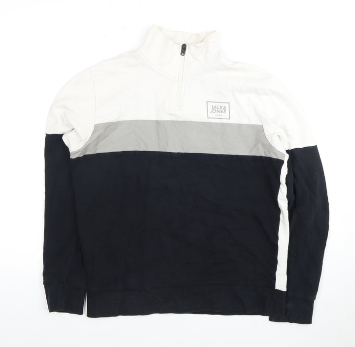 Jack & Jones Men's Multicoloured 1/4 Zip Hoodie