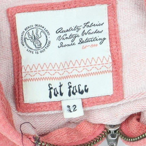 Fat Face Women's Pink Jersey Full Zip Hoodie, Size 12