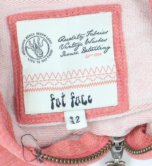 Fat Face Women's Pink Jersey Full Zip Hoodie, Size 12