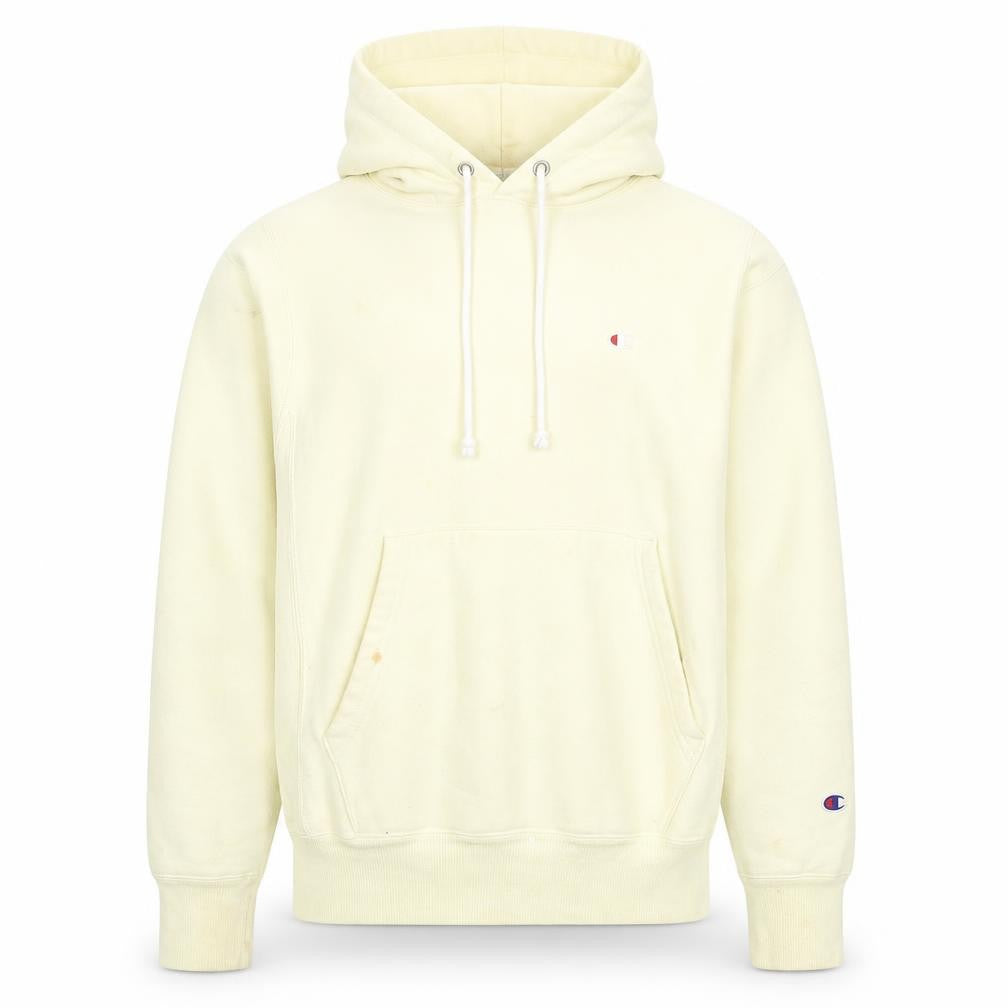 Front view of Champion Men's Yellow XS Pullover Hoodie